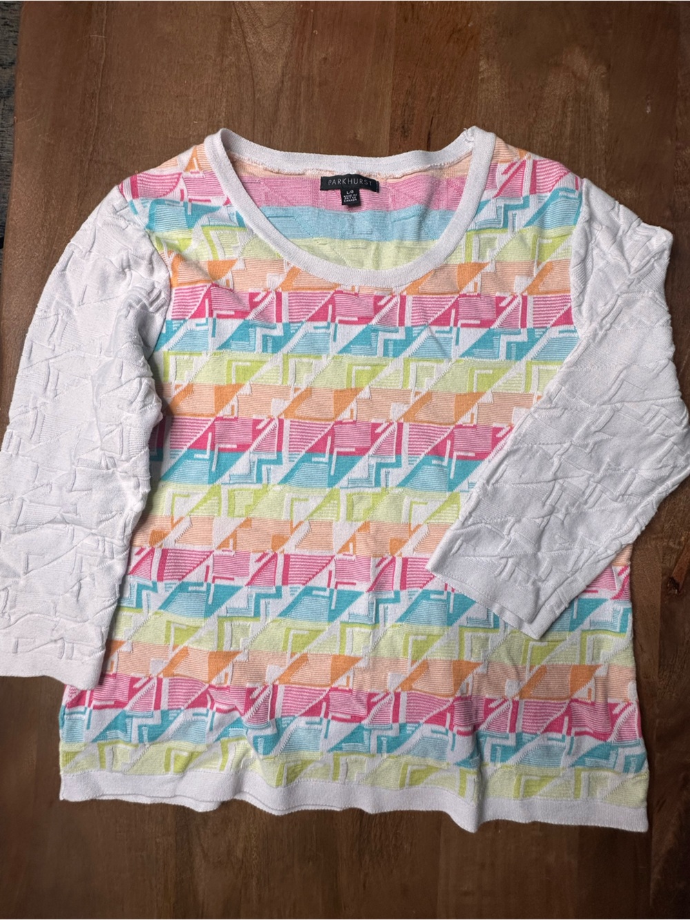 Parkhurst Pastel Stripe Knit Sweater with White Trim